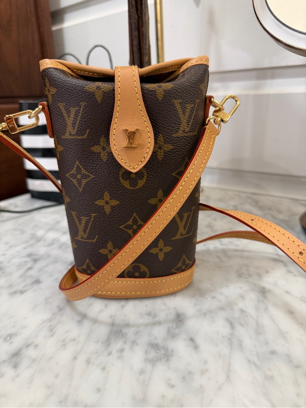 Louis Vuitton Brown Monogram Crossbody Phone Pouch